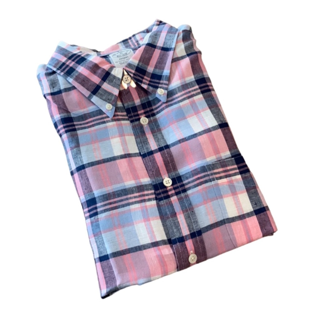 BROOKS BROTHERS BAIRD MCNUTT IRISH LINEN Regent Fit Button Down Shirt- NWOT - XL